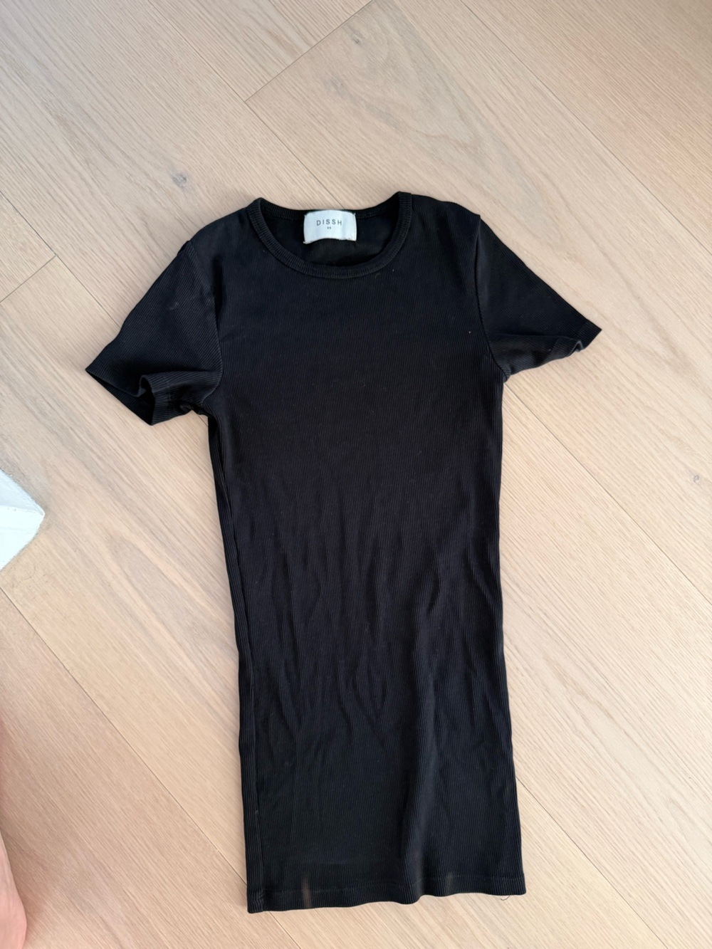 DISSH Black Ribbed Short Sleeve Tee